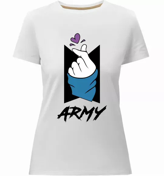 Женская премиум футболка BTS army heart Белый фото