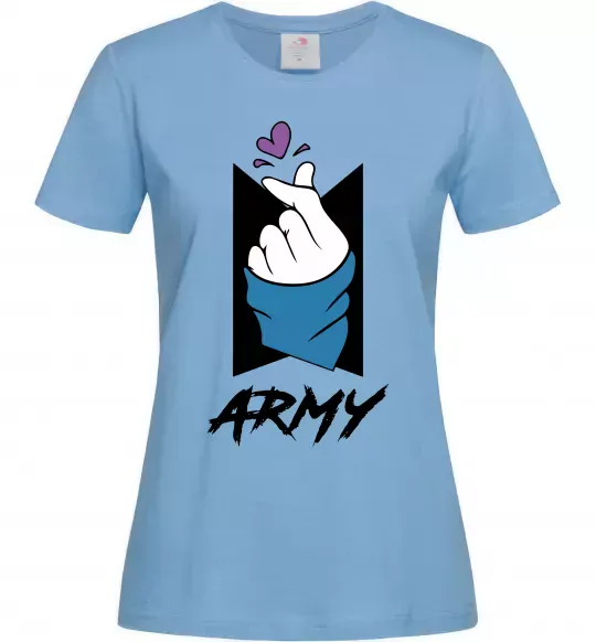 Жіноча футболка BTS army heart Блакитний фото