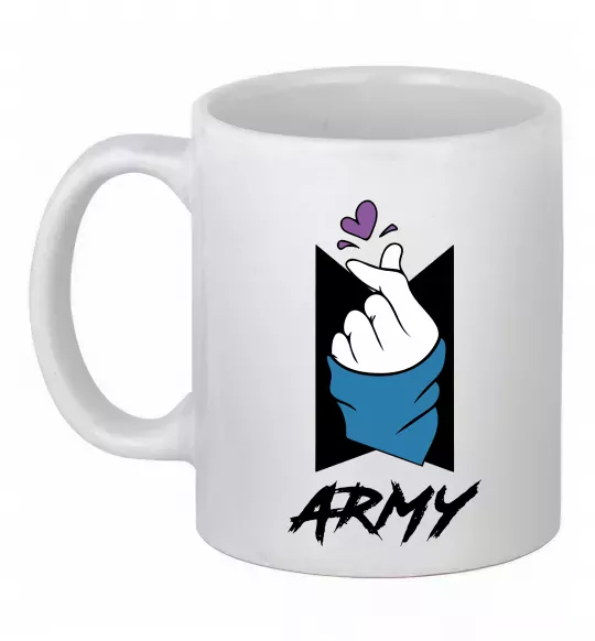 Чашка керамічна BTS army heart Білий фото