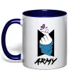 Чашка з кольоровою ручкою BTS army heart Глибокий темно-синій фото