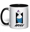 Чашка з кольоровою ручкою BTS army heart Чорний фото