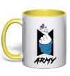 Чашка с цветной ручкой BTS army heart Лимонный фото