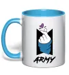 Чашка з кольоровою ручкою BTS army heart Блакитний фото