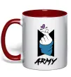 Чашка з кольоровою ручкою BTS army heart Червоний фото