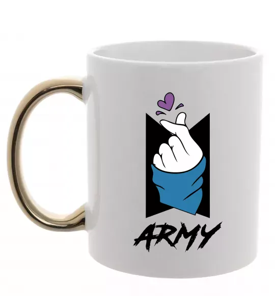 Чашка з кольоровою ручкою BTS army heart Золото фото