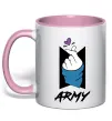 Чашка з кольоровою ручкою BTS army heart Ніжно рожевий фото