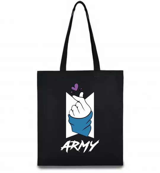 Еко-сумка BTS army heart Чорний фото