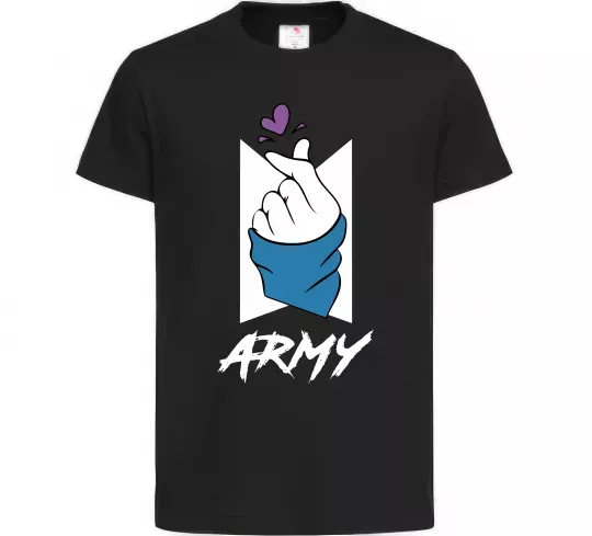 Дитяча футболка BTS army heart Чорний фото