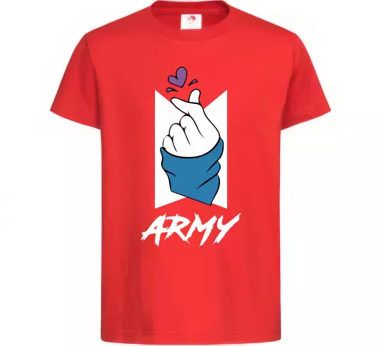 Дитяча футболка BTS army heart Червоний фото