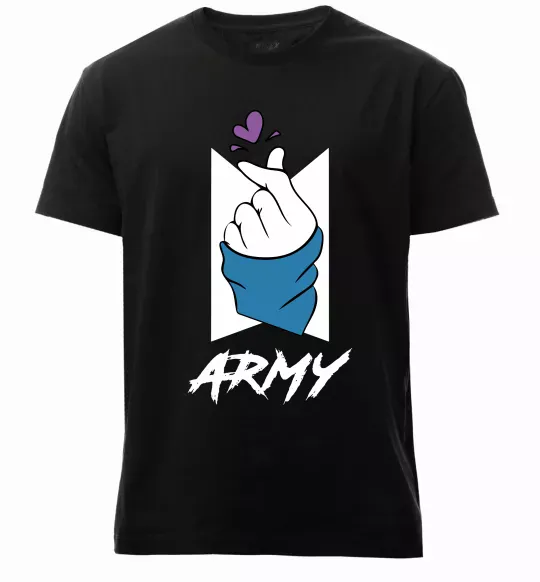 Чоловіча преміум футболка BTS army heart Чорний фото