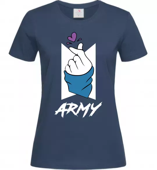 Жіноча футболка BTS army heart Темно-синій фото