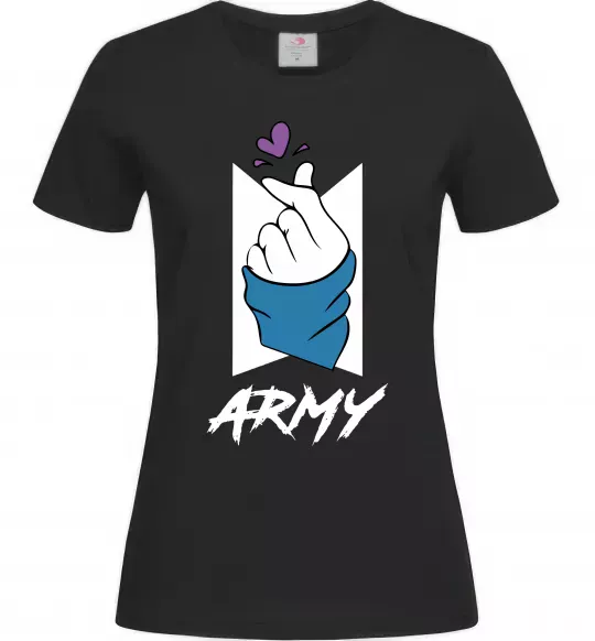 Жіноча футболка BTS army heart Чорний фото