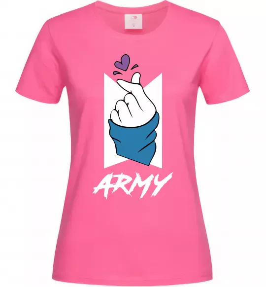 Жіноча футболка BTS army heart Яскраво-рожевий фото