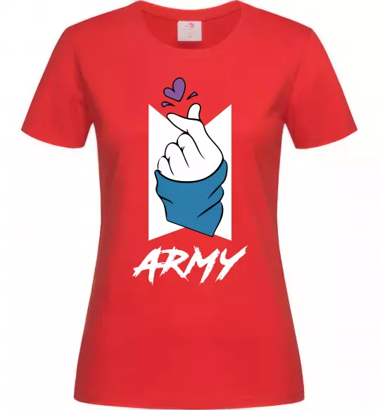 Жіноча футболка BTS army heart Червоний фото