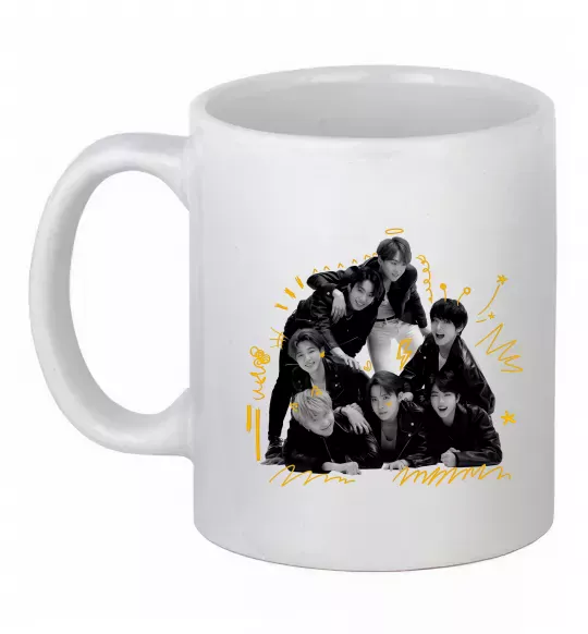 Чашка керамічна BTS фото домальоване Білий фото