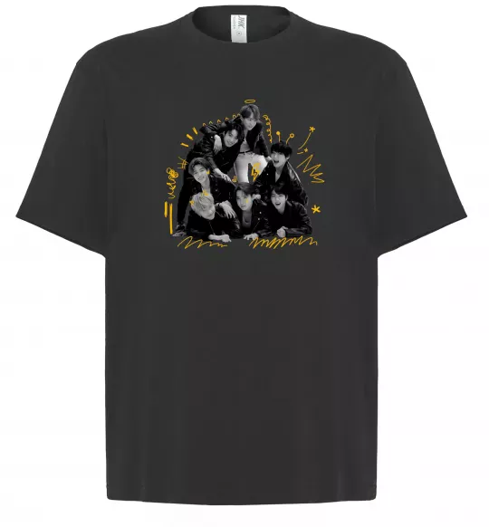 Футболка Оверсайз BTS фото домальоване Чорний фото