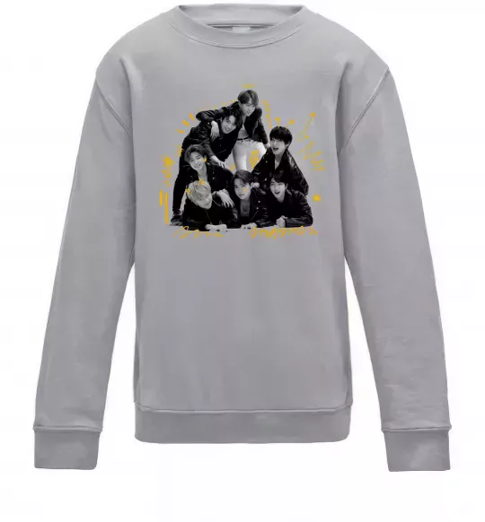 Дитячий світшот BTS фото домальоване Сірий меланж фото