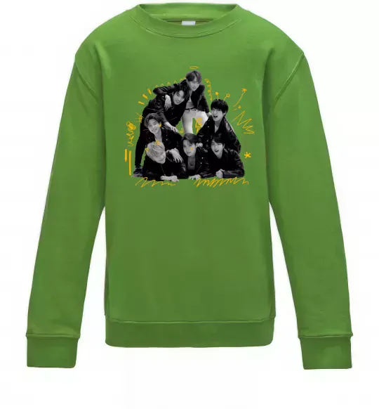 Дитячий світшот BTS фото домальоване Лаймовий фото