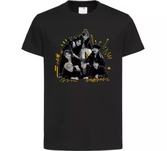 Детская футболка BTS фото домальоване Черный фото