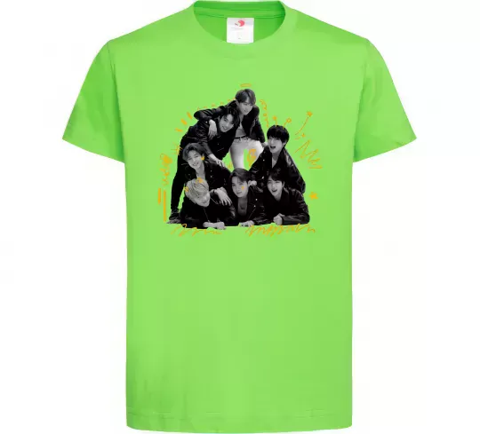 Детская футболка BTS фото домальоване Лаймовый фото