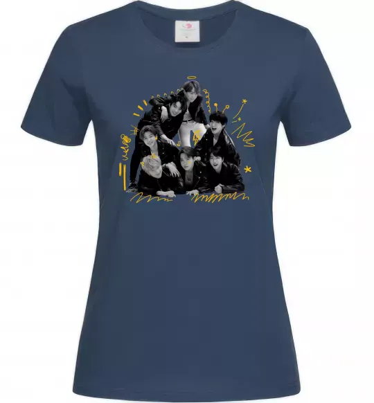 Женская футболка BTS фото домальоване Темно-синий фото