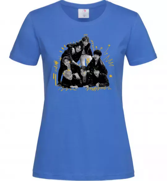 Женская футболка BTS фото домальоване Ярко-синий фото