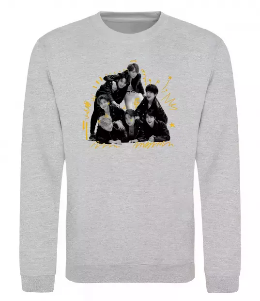 Свитшот BTS фото домальоване Серый меланж фото