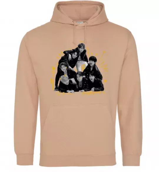 Женская толстовка (худи) BTS фото домальоване Песочный фото