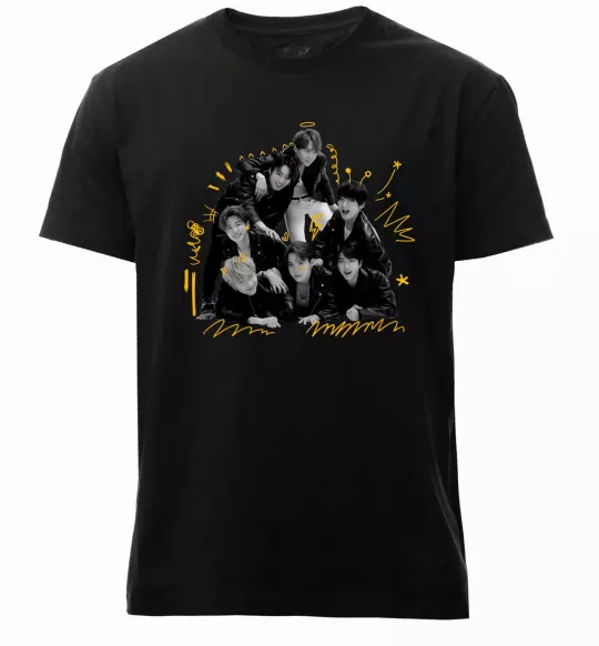 Чоловіча преміум футболка BTS фото домальоване Чорний фото