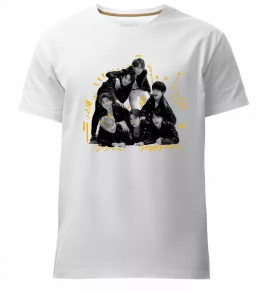 Чоловіча преміум футболка BTS фото домальоване Білий фото