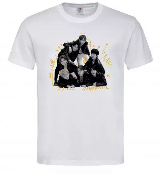 Мужская футболка BTS фото домальоване Белый фото
