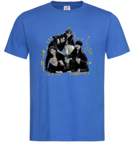 Мужская футболка BTS фото домальоване Ярко-синий фото