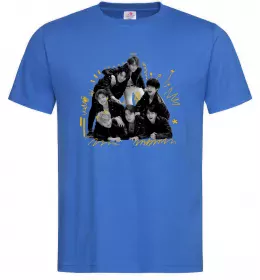 Мужская футболка BTS фото домальоване Ярко-синий фото