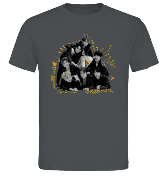 Мужская футболка BTS фото домальоване Графит фото