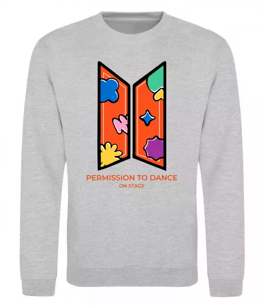 Свитшот Permission to dance on stage Серый меланж фото