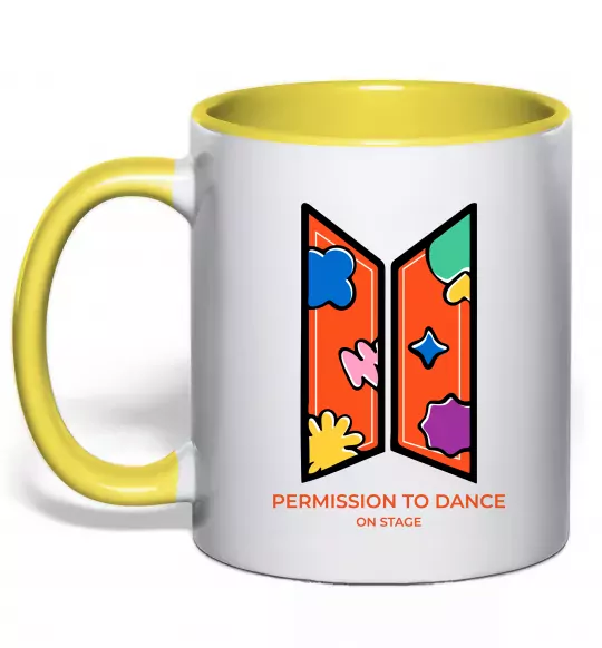 Чашка с цветной ручкой Permission to dance on stage Солнечно желтый фото