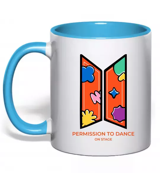 Чашка с цветной ручкой Permission to dance on stage Голубой фото
