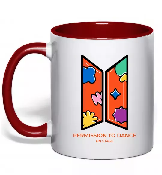 Чашка с цветной ручкой Permission to dance on stage Красный фото