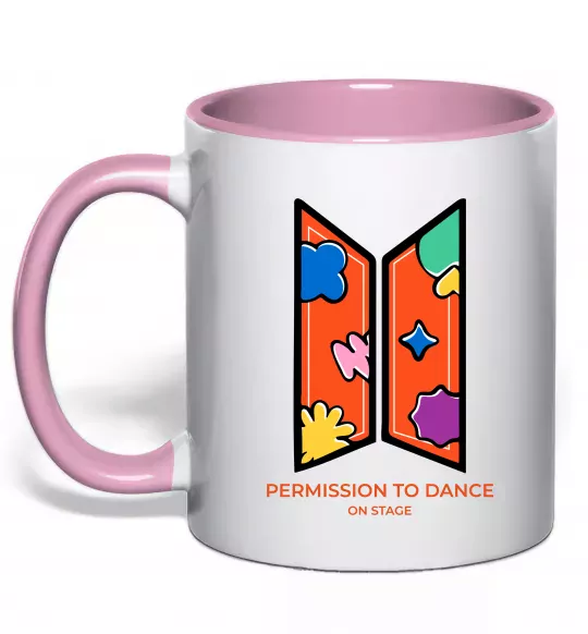 Чашка с цветной ручкой Permission to dance on stage Нежно розовый фото