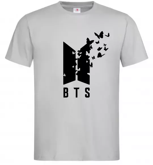 Мужская футболка BTS метелики Серый фото