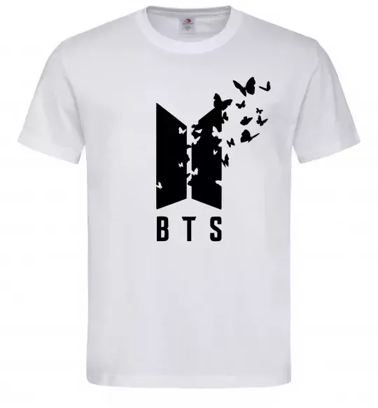Мужская футболка BTS метелики Белый фото