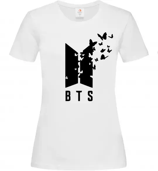 Женская футболка BTS метелики Белый фото