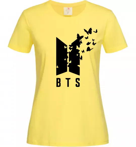 Женская футболка BTS метелики Лимонный фото