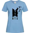 Женская футболка BTS метелики Голубой фото