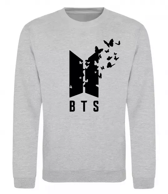 Світшот BTS метелики Сірий меланж фото