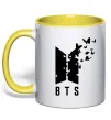 Чашка з кольоровою ручкою BTS метелики Сонячно жовтий фото