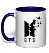 Чашка з кольоровою ручкою BTS метелики Глибокий темно-синій фото