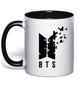 Чашка з кольоровою ручкою BTS метелики
