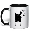 Чашка з кольоровою ручкою BTS метелики Чорний фото