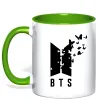 Чашка з кольоровою ручкою BTS метелики Зелений фото